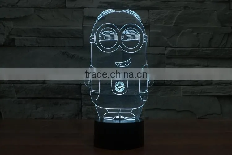 Home decoration LED night light lamp 3D illusion for children baby bedroom,Despicable Me Minions shape christmas gift