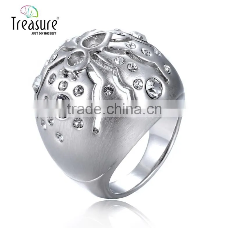 Treasure Factory 2015 new design rings silver jewelry hollow out spider shape set auger alloy ring