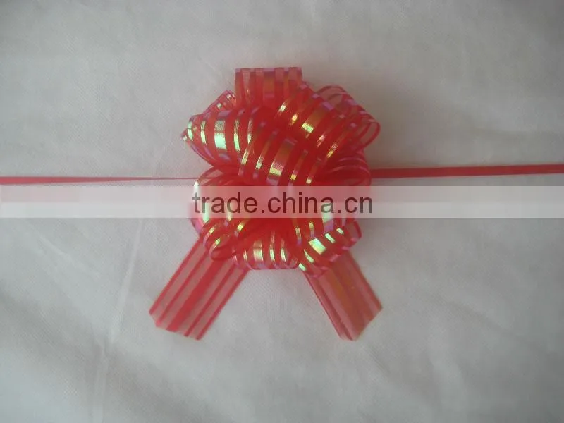 HOT SALE 16" Large Glossy Red Plastic POM POM Pull Ribbon Bow