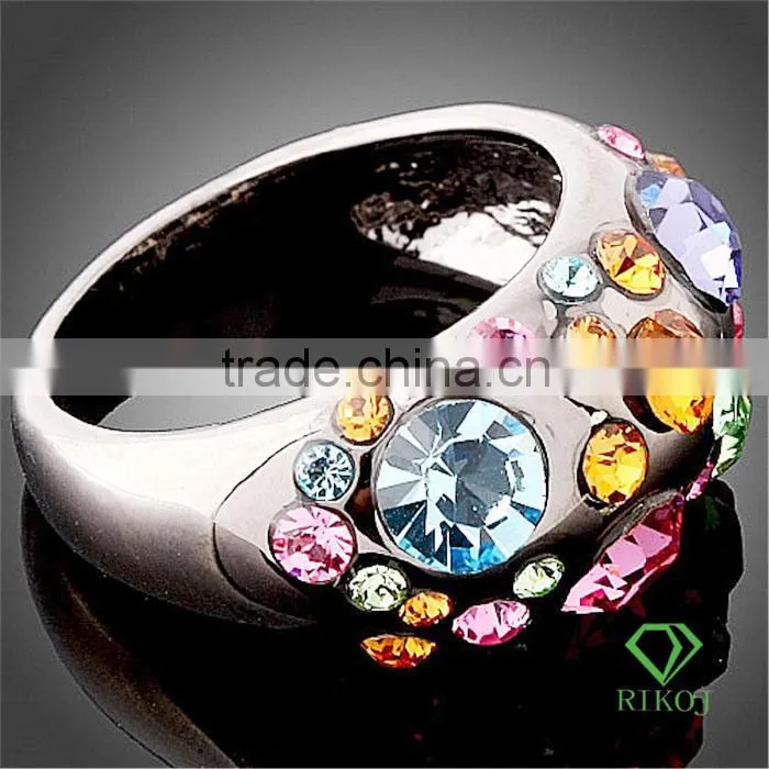 multi-color austrian crystal 18k white gold GP o ring