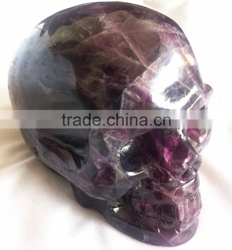 Natural Semi-precious Gemstone Purple Fluorite Skull