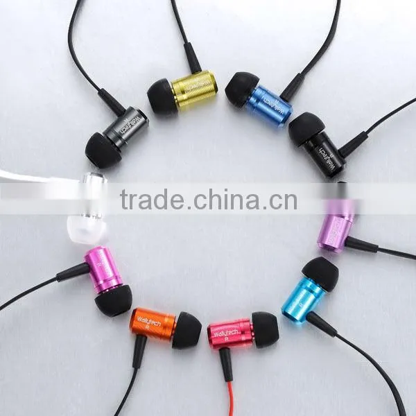 Wallytech High quality Metallic in-ear earphone For Samsung Galaxy S4 I9500 For iphone 5 With Mic