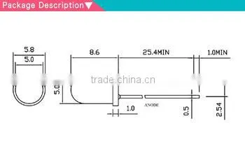 Rohs CE Approval 5mm 260mm prewired led