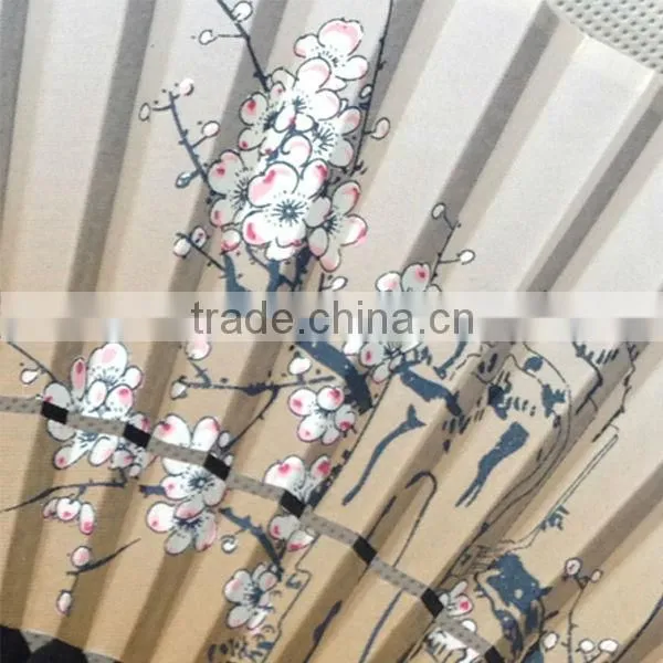 advertising cloth bamboo fan with plum flowers