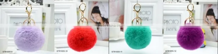 20 Colors 8cm Genuine Rex Rabbit Fur Ball Pom Pom Keychain Fur Ball Keychain