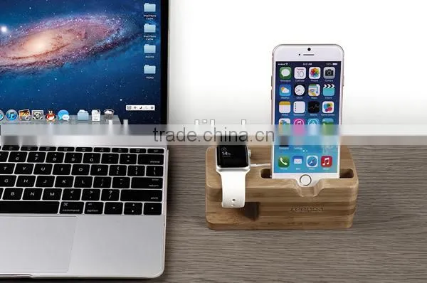 Bamboo Smart Watch and Phone Stand