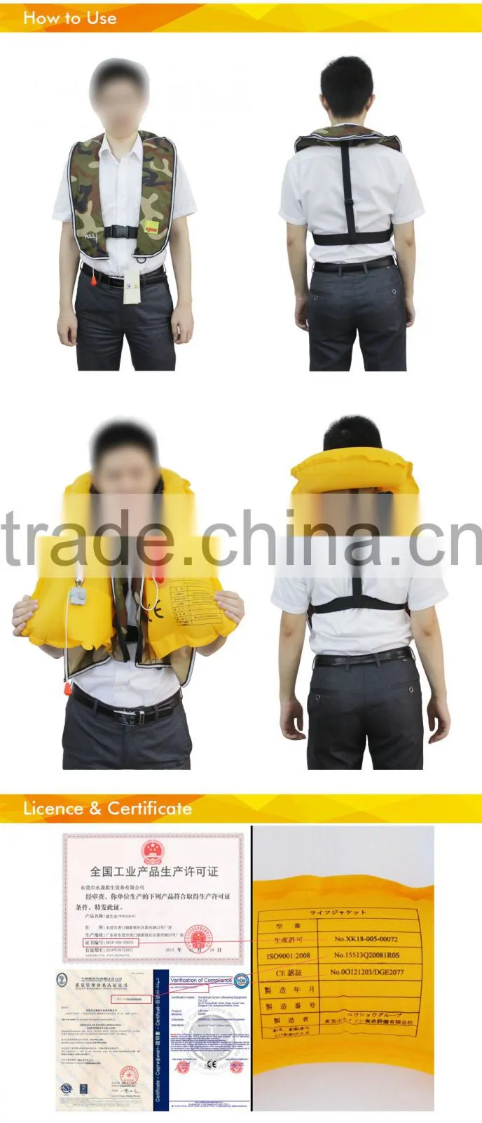 Eyson brand windsurfing coastal inflatable life jacket