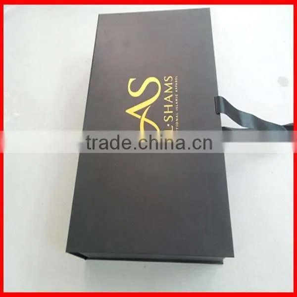2014 black Luxury gold stamping matte lamilation paper Custom Gift business Suit Storage foldable black Box