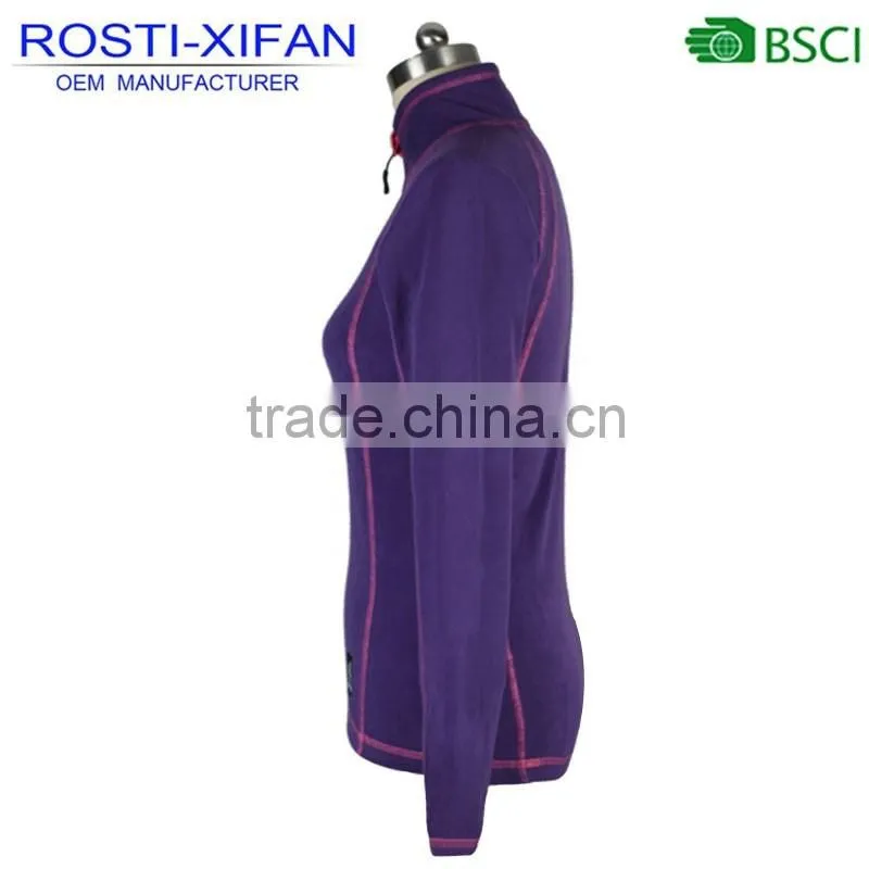 Women Running Outerwear Micro Polar Soft Shell Fleece Shirt Pullover with Half Zip