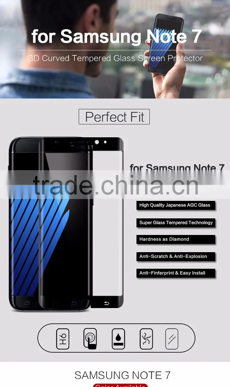Mobile Accessories Full Cover Clear Glass Screen Film for Samsung Note 7
