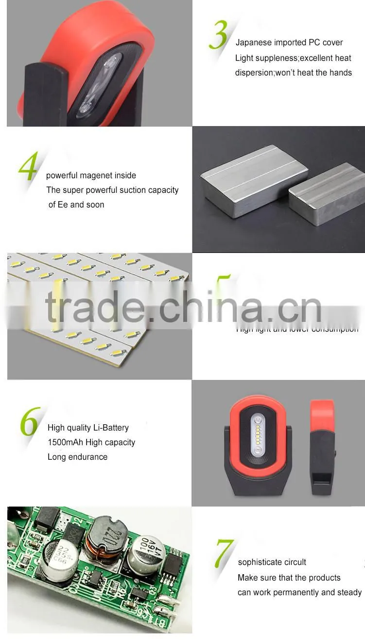 Rechargeable LED work lamp with red and blue warning light and SOS function