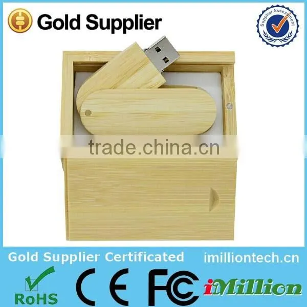 Hi-Speed USB 3.0 Swivel USB Flash Drives 8GB 16GB 32GB Wood USB Stick with Wood Box