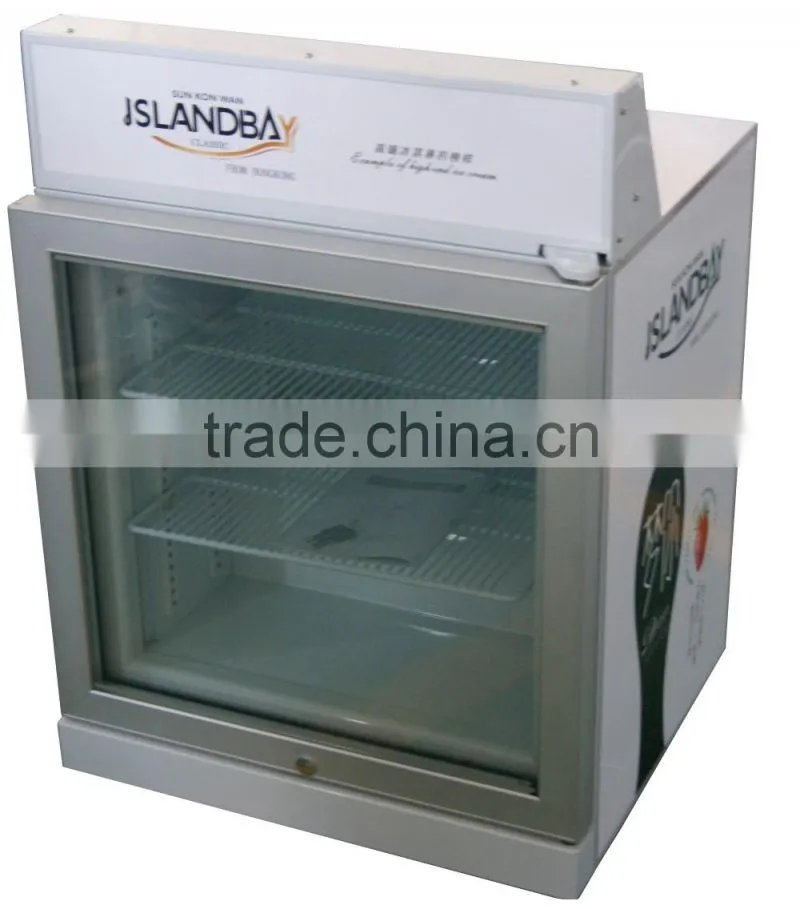 Single temperature 70lt glass door display ice cream refrigerator show case for sale in china