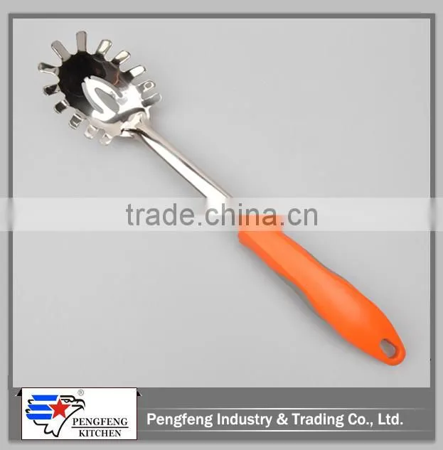 PP handle stainless steel spaghetti scoop ,scoop with holes