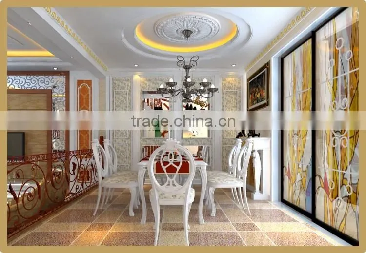 PU lamp panel European chandeliers carved flat bottom disc TV backdrop mural brick carvings Wholesale decorative plates