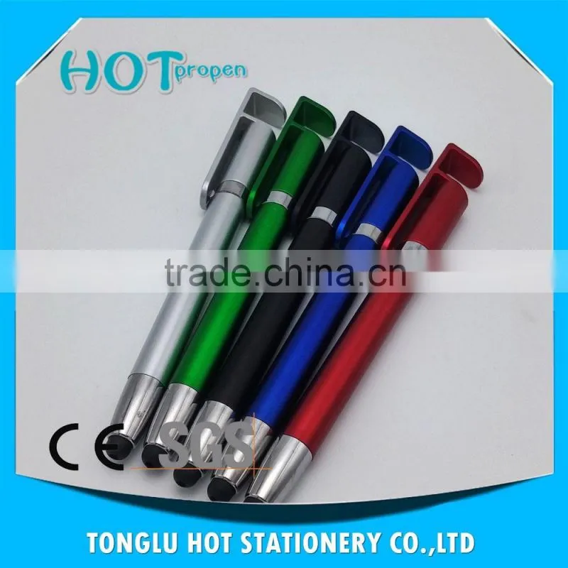 mobile phone support twist pen with big clip, screen touch pen