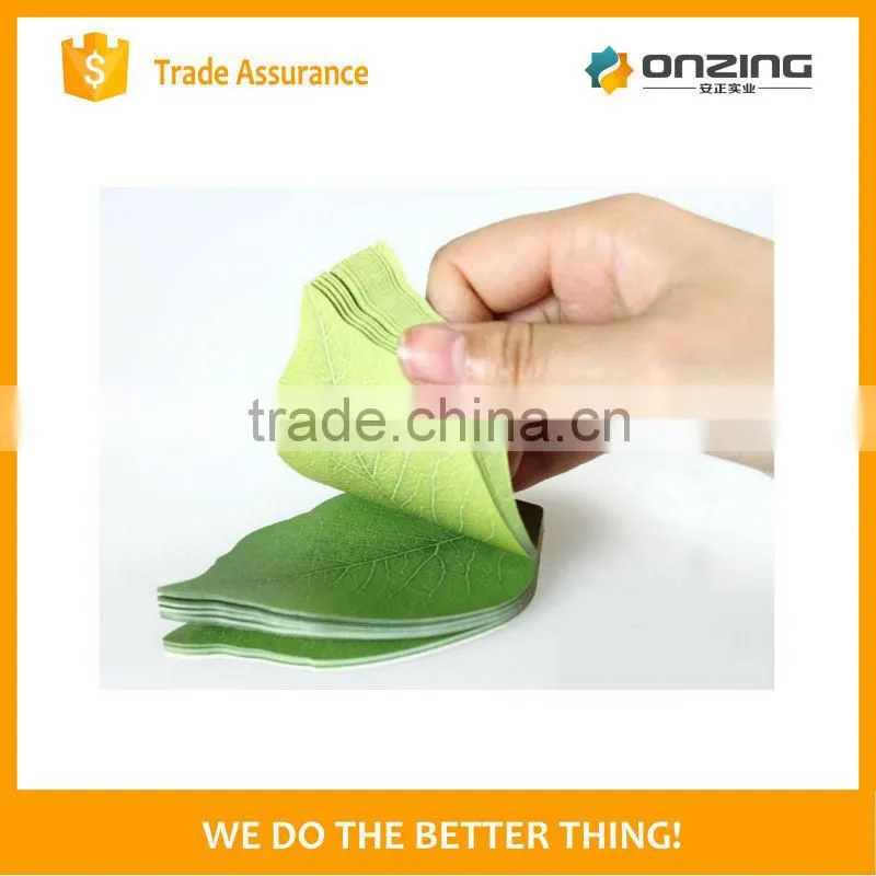 Professional custom sticky notes leaf shaped sticky notes