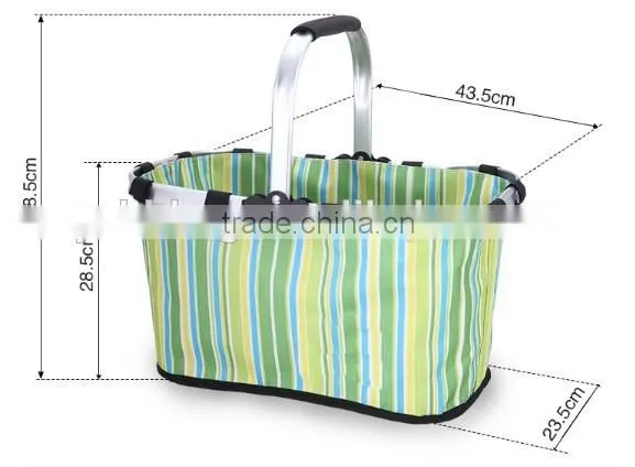Aluminium foldable shopping basket Foldable cooler basket insulated cooler bags for picnic(YX-Z130)