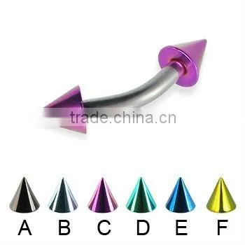 Titanium curved barbell with double striped barbell balls, 14 ga,body piercing eyebrow ring jewelry