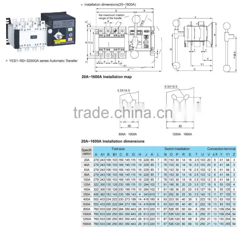 auto changeover switch Generator switch ats 16A~3200A