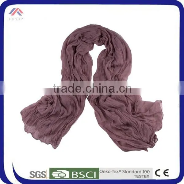 Single Color Chiffon Scarf Crinkle Medium Scarf