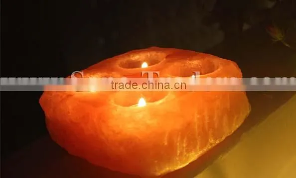 Himalayan Natural Crystal Rock Salt Rough Cuts 4 Hole Tea Light Holder , Candle Holder, Crystal Candle Holder, Himalayan Salt