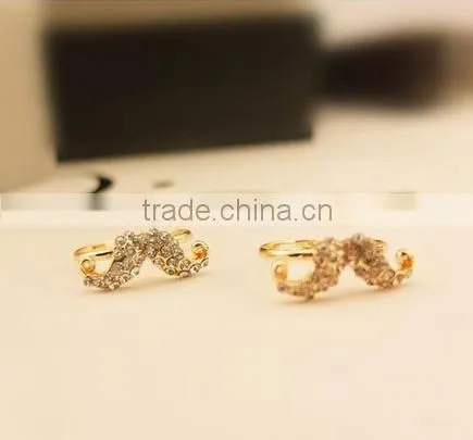 humor and popular smart mustache diamante rings