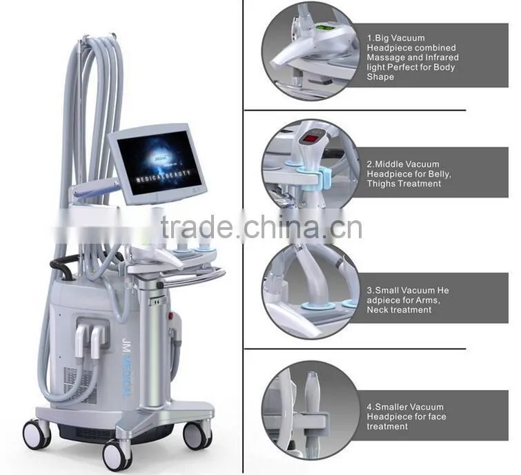 Ultrasonic Cavitation+Vacuum Liposuction+Laser+Bipolar RF+Roller Massage Best Slimming Beauty Equipment Cavitation RF Machine