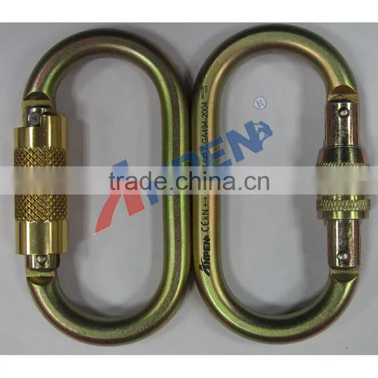 Oval Screwgate locking Safety Steel Carabiner with EN 362, EN 12275 for Climbing Height work/ Mountain Rescue