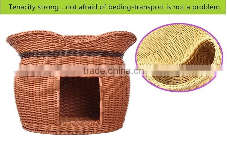 Latest wicker hand made cat pet product two-tier cat beds wholesale
