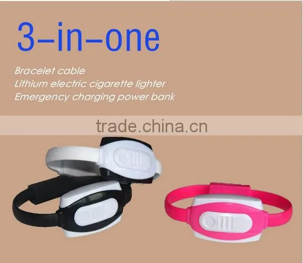 For IOS Android Bracelet USB Data Cable With Cigarette Lighter Function