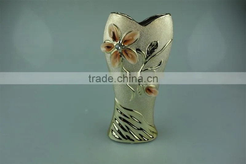 ceramic vases,decorative ceramic vases for hotels,ceramic eletro-plated golden vases