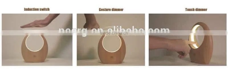 Smart Gesture control Wood Table Light with built-in Battery