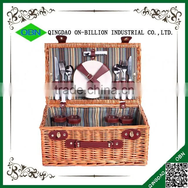 Wholesale new design Food Insulated atacado cestas de vime do piquenique wicker picnic basket
