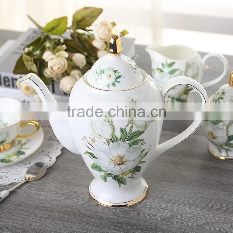 Bone china european style flowers design coffee set of 15pcs