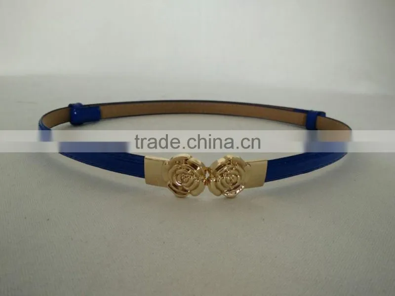 Wholesale colourful flower pattern buckle sex women lady thin PU waist belt