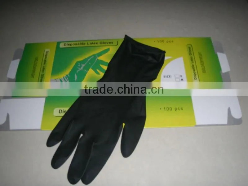 Black Latex Textured Tattoo Gloves--Powder Free