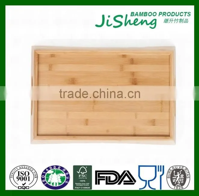 Hot sell top quality bamboo serving tray with handles: serve food, coffee or tea, or use as a party platter