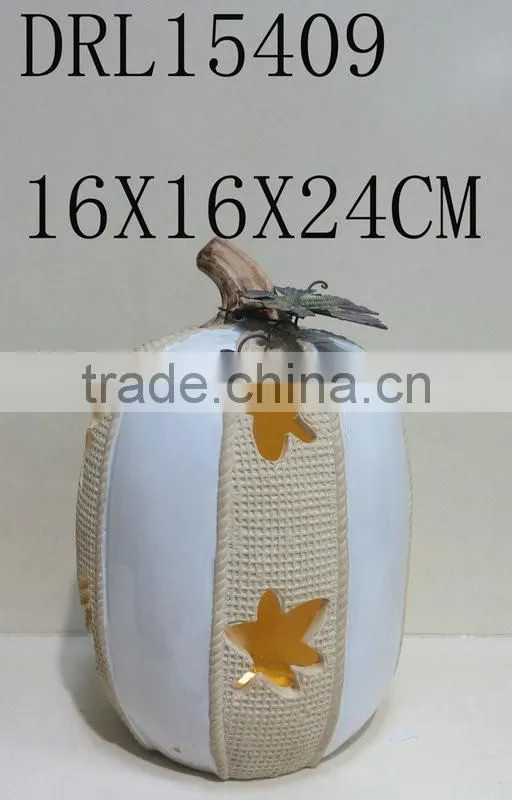 Dual color colorful pumpkin ceramic lantern LED decorations