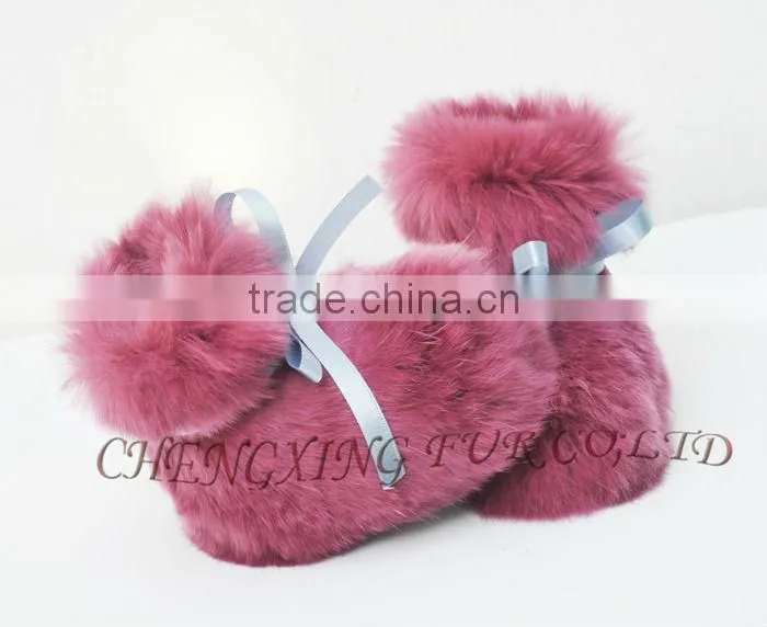 CX-SHOES-07 Genuine Rabbit fur Baby Shoes Infant Shoes