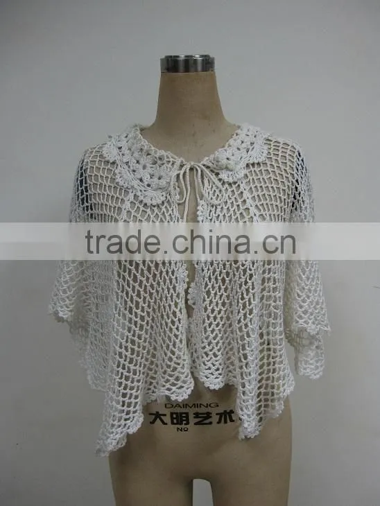 white cotton crochet casual shawl