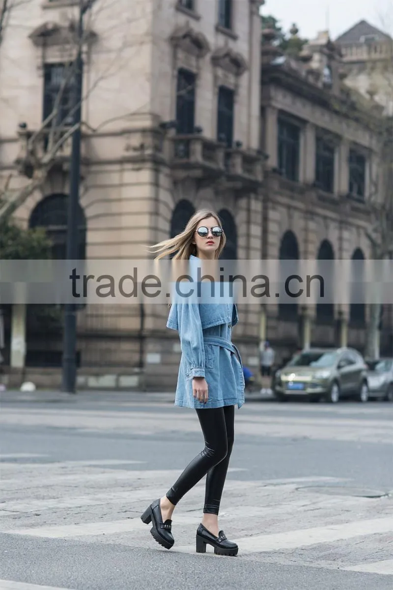 Demin coat jacket for women fashion design for ladies women's washed jean jacket for young ladies