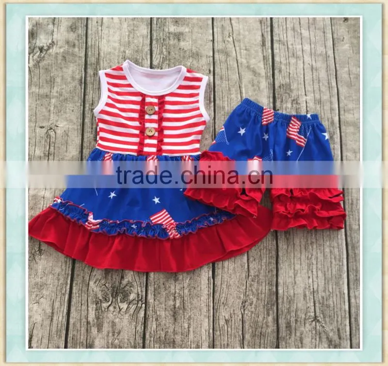 Baby without clothes bright-coloured top stripes ruffle pants used imported arabic girls outfit