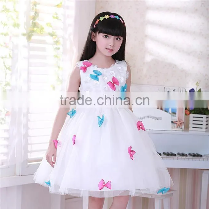 2016 Newest Girls Wedding Dresses Bows White Princess Kids Dress For Korean Style Children Clothes GD40829-9
