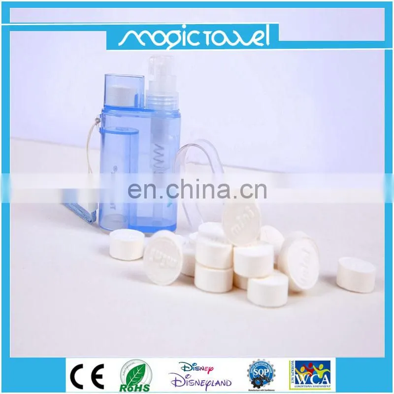 100% eco-friendly Biodegradable Non-woven Compressed Tissue with dispenser promotional gift