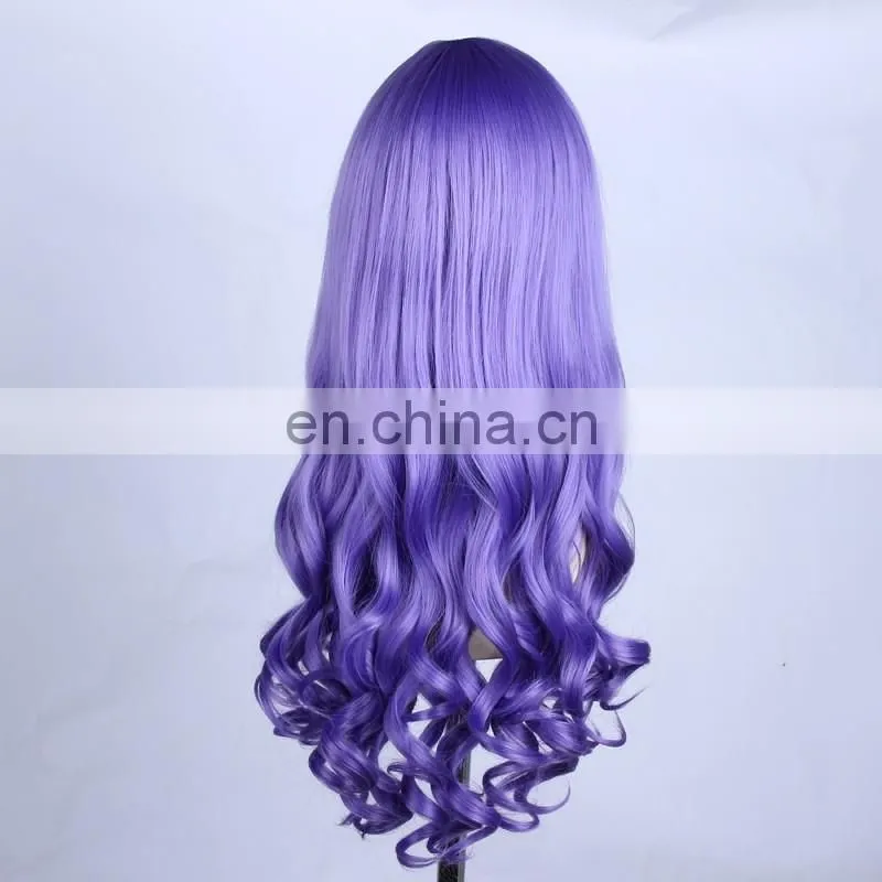 New cosplay Fashion Long Curly Dark Blue wig