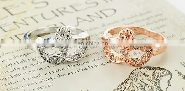 Korean version of the high-quality fashion mask gilded gold crystal ring tail ring girl gift ring