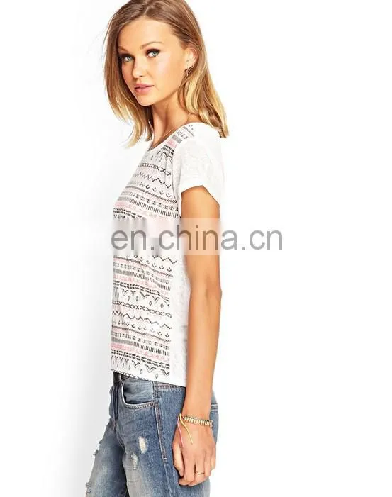 Print short sleeve casual clothing Guangzhou factory summer t shirt women