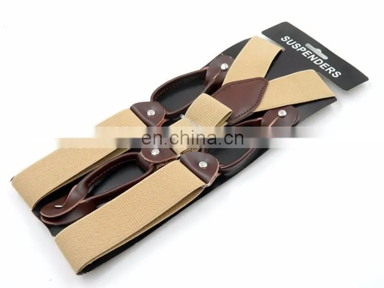 2017 Best quality leather mens suspenders button suspenders