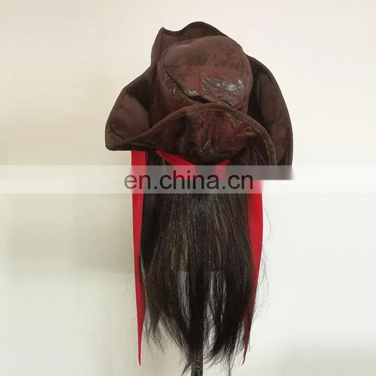 halloween cosplay accessories Pirates of the Caribbean wig with hat